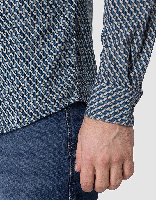 Сорочка Pierre Cardin з колекції Future Flex в смарагдовому відтінку з візерунком