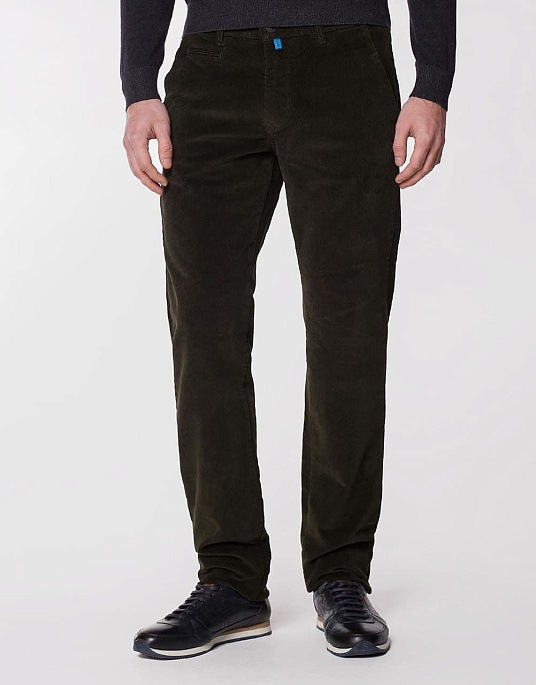 Вельветовые брюки Pierre Cardin из коллекции Future Flex в  цвете тёмный хаки