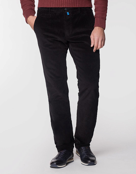 Вельветовые брюки Pierre Cardin из коллекции Future Flex в чёрном цвете