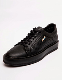 Pierre Cardin men's black perforated sneakers