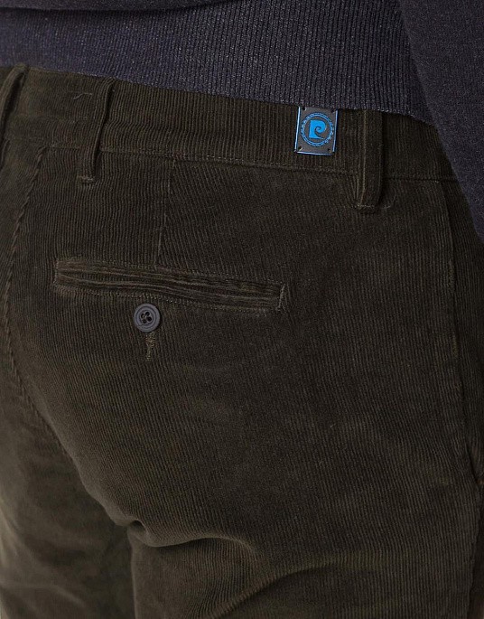 Вельветові брюки Pierre Cardin із колекції Future Flex у кольорі темний хакі