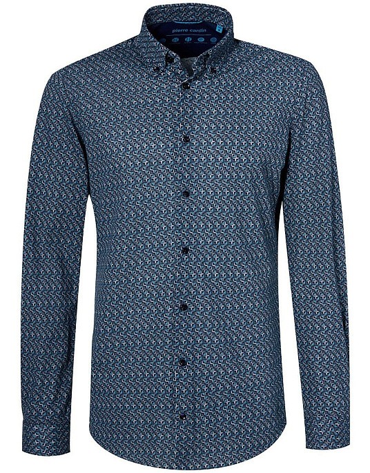 Pierre Cardin shirt from the Future Flex collection in blue with print