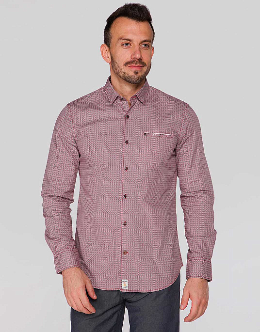 Pierre Cardin shirt from the Denim Academy collection in burgundy gray with pattern