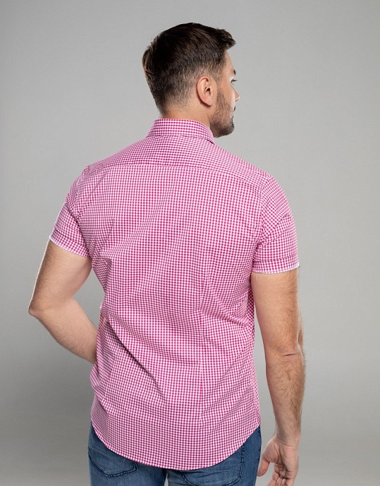 Pierre Cardin shirt from the Future Flex collection with short sleeves in pink check