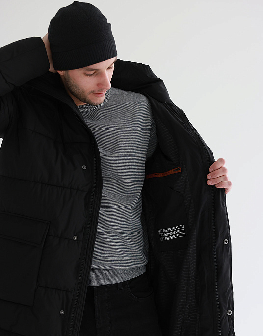 Pierre Cardin parka jacket with a hood in black