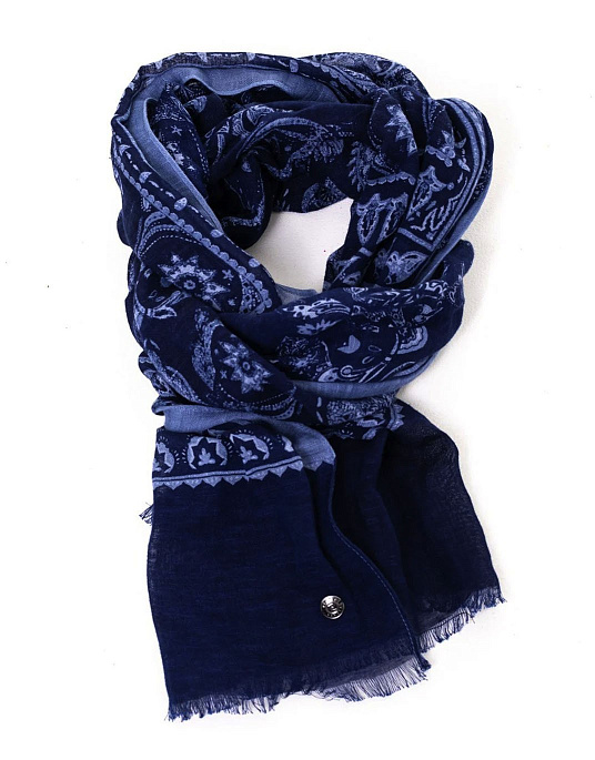 Мужской шарф синього кольору з візерунком від Pierre Cardin
