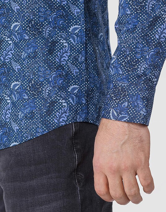 Сорочка Pierre Cardin з колекції Future Flex в синьому кольорі з квітковим принтом