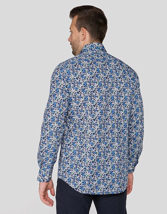 Сорочка Pierre Cardin із колекції Future Flex у синьому кольорі з квітковим принтом