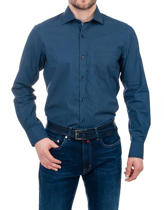 Рубашка Pierre Cardin из серии Cotton Comfort  в синем цвете с принтом