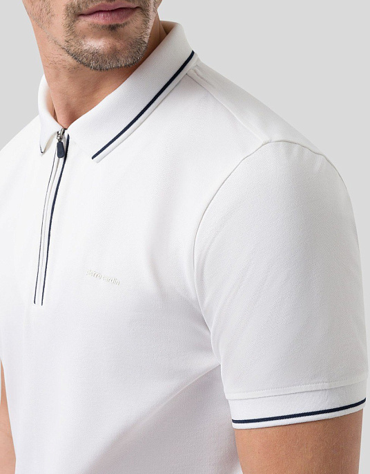 Polo by Pierre Cardin in white with a zipped collar