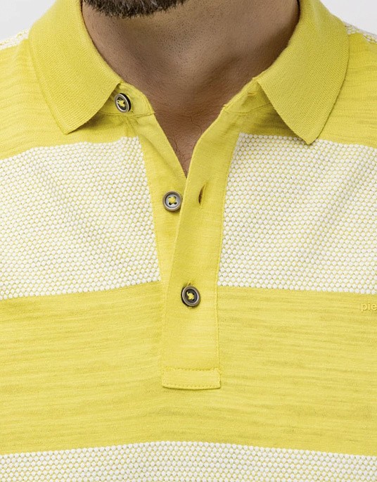 Pierre Cardin polo shirt from the Future Flex collection in yellow with white stripes