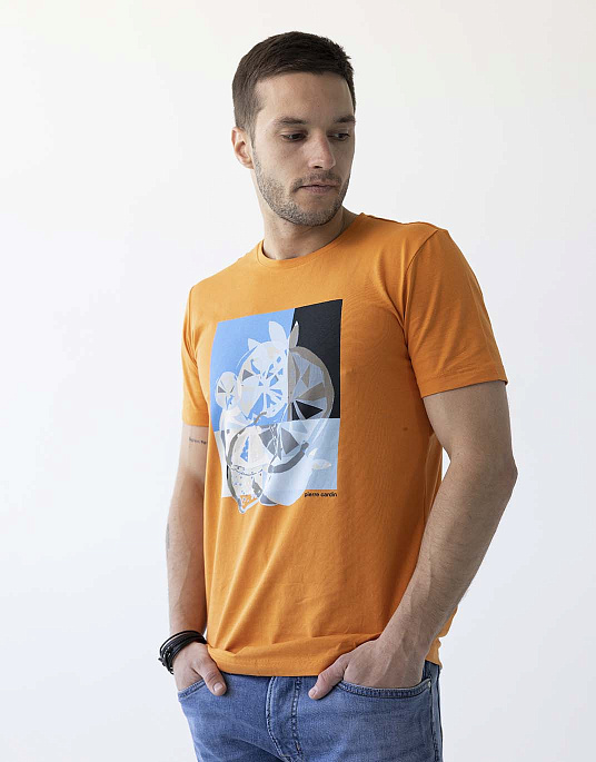 Pierre Cardin t-shirt with a print in orange color