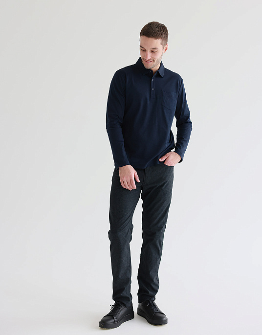 Pierre Cardin long sleeve polo in navy blue