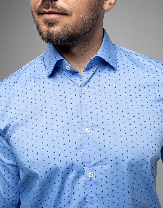 Рубашка Pierre Cardin из коллекции Future Flex в голубом цвете с принтом