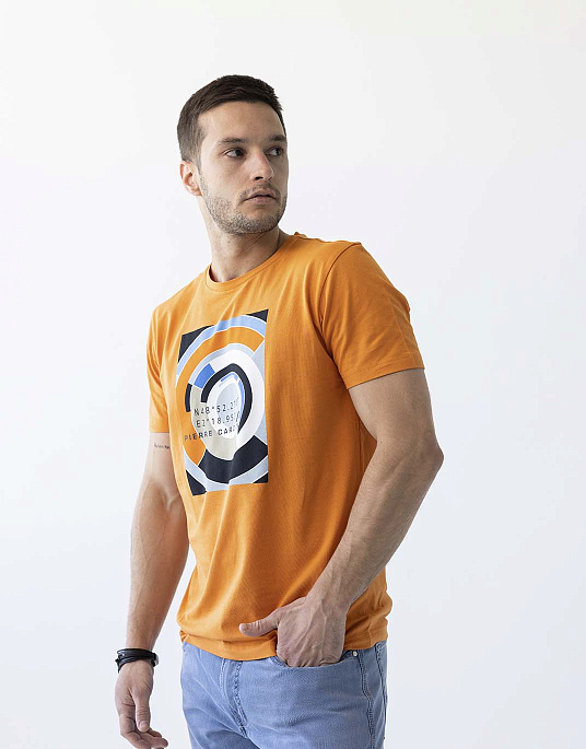 Pierre Cardin t-shirt with a print in orange color