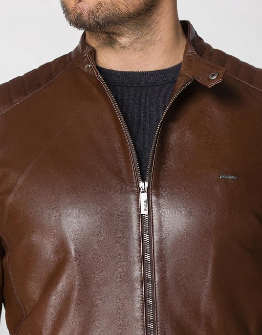 Куртка кожаная Pierre Cardin в коричневом цвете