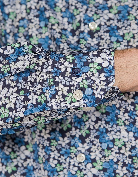 Сорочка Pierre Cardin із колекції Future Flex у синьому кольорі з квітковим принтом
