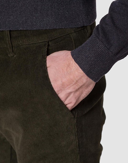 Вельветові брюки Pierre Cardin із колекції Future Flex у кольорі темний хакі