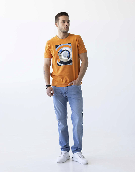 Pierre Cardin t-shirt with a print in orange color