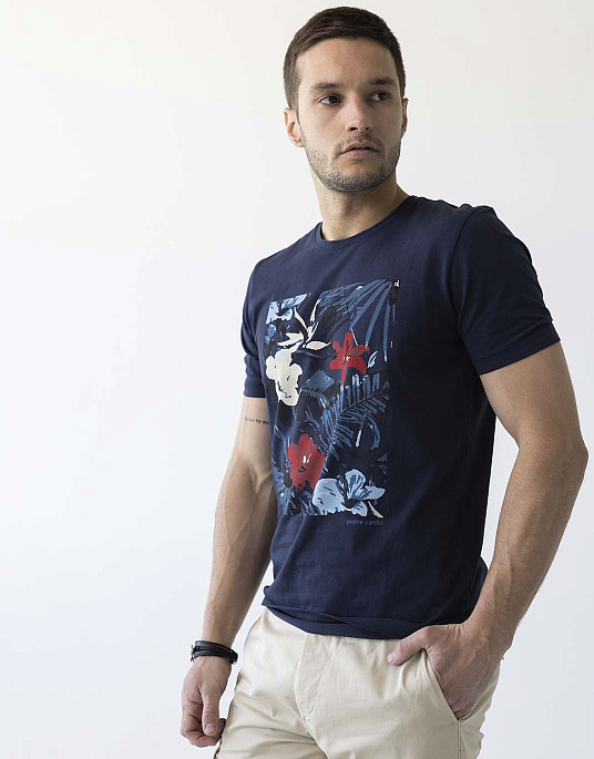 Pierre Cardin t-shirt with floral print in blue