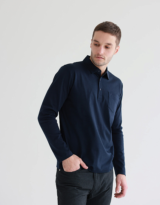 Pierre Cardin long sleeve polo in navy blue