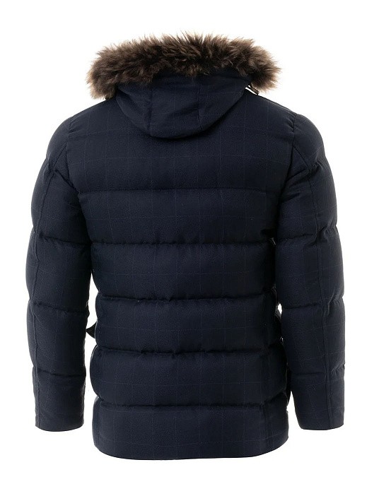 Men's winter down jacket with a hood of the Le Bleu series of medium length from PIERRE CARDIN