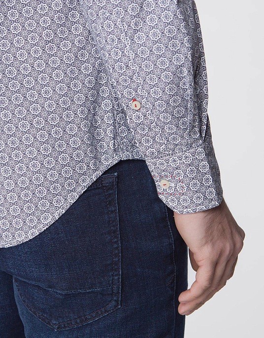 Pierre Cardin Denim Story shirt in white with a pattern