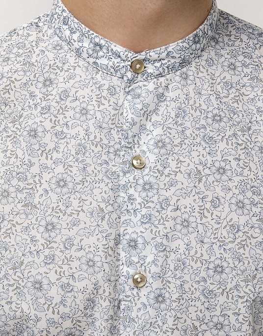 Pierre Cardin shirt with stand-up collar from the Le Bleu collection with floral motif