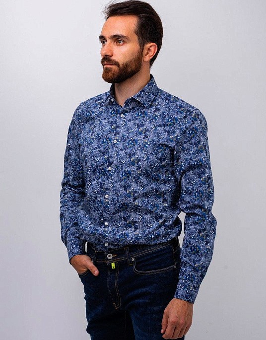 Рубашка Pierre Cardin  из коллекции Future  Flex в синем цвете