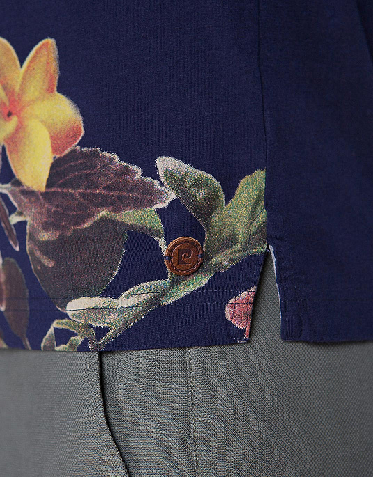 Поло Pierre Cardin из коллекции Denim Academy в тёмно - синем цвете с ярким принтом
