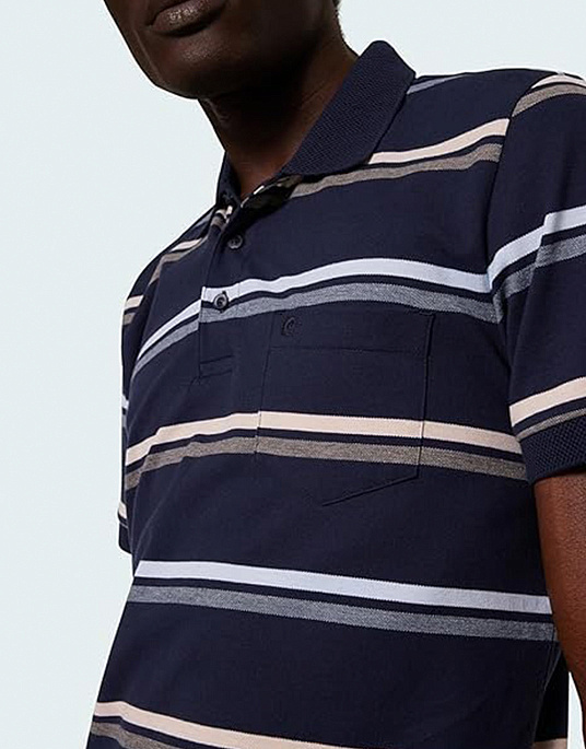 Pierre Cardin blue polo shirt with beige and blue stripes