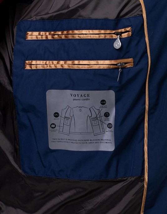 Куртка-пуховик Pierre Cardin видовжена з колекції Voyage у синьому кольорі