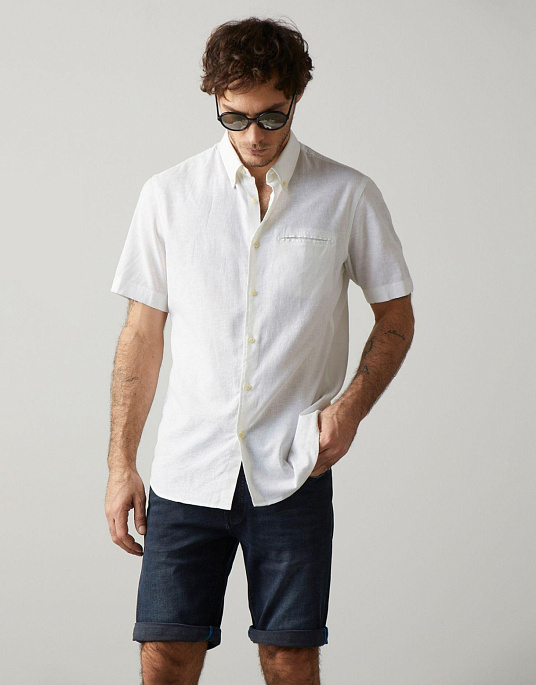 Сорочка Pierre Cardin з колекції Future Flex з коротким рукавом у білому кольорі