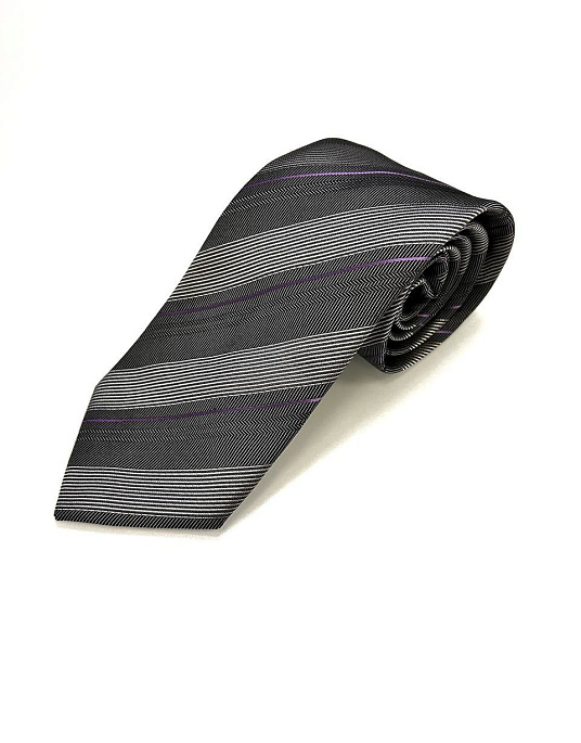 BOSS tie in gray with purple stripe