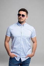 Pierre Cardin shirt from the Future Flex collection with short sleeves in blue