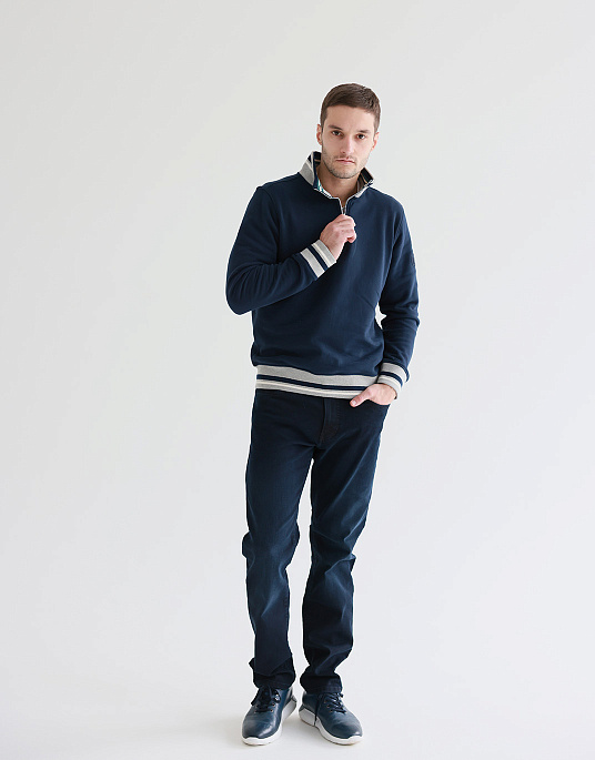 Pierre Cardin zip-up collar sweater in blue