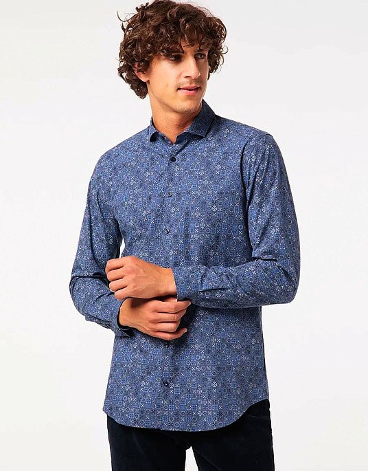 Men's shirt with a print from Pierre Cardin in blue