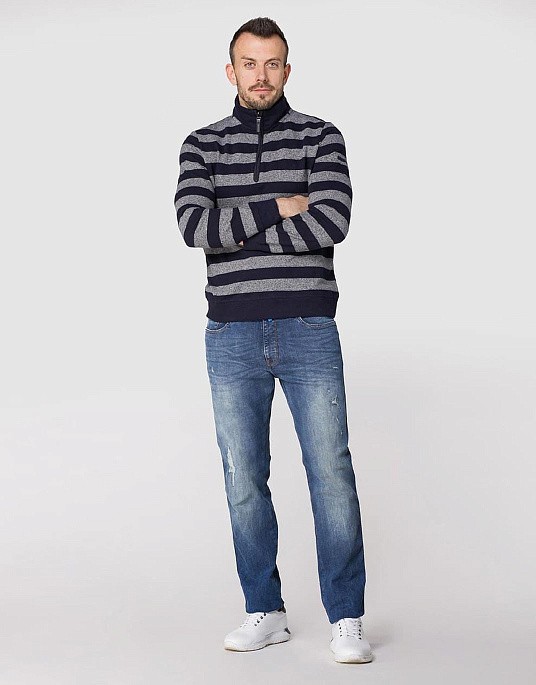 Blue-grey striped Pierre Cardin Future Flex sweater