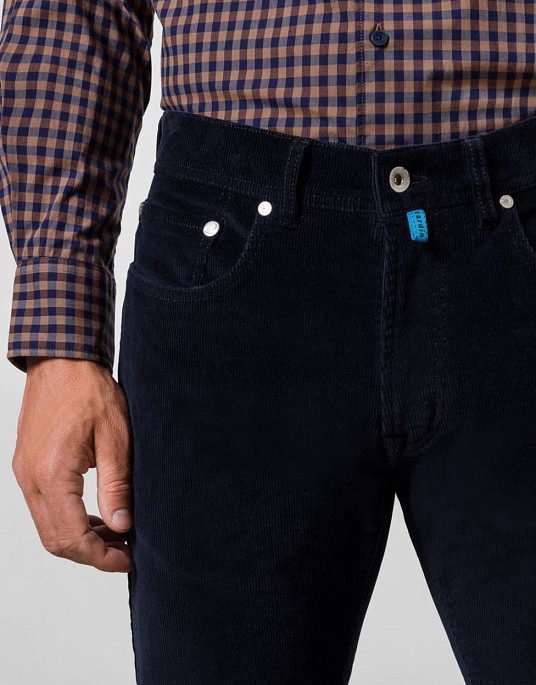 Вельветові брюки Pierre Cardin із колекції Future Flex у темно-синьому кольорі
