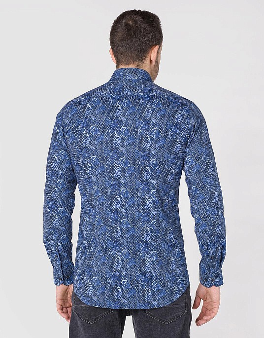 Сорочка Pierre Cardin з колекції Future Flex в синьому кольорі з квітковим принтом