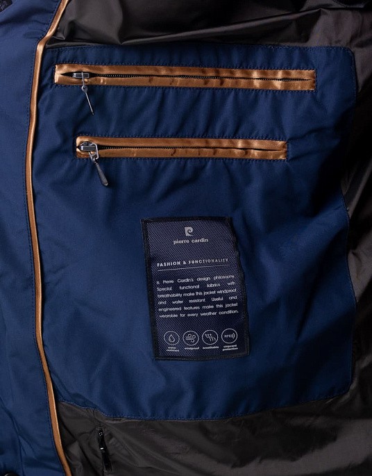 Куртка-пуховик Pierre Cardin видовжена з колекції Voyage у синьому кольорі