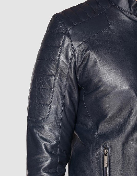 Шкіряна куртка Pierre Cardin в синьому кольорі