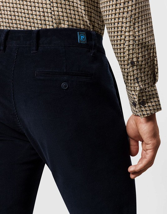 Вельветові брюки Pierre Cardin із колекції Future Flex у синьому кольорі