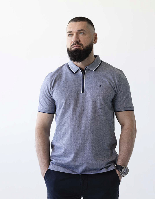 Pierre Cardin gray polo shirt with a zip-up collar
