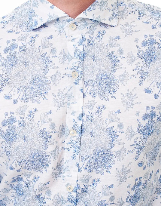 Рубашка Pierre Cardin из коллекции Le Bleu в белом цвете с цветочным принтом