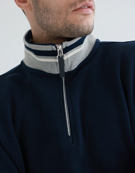 Pierre Cardin zip-up collar sweater in blue