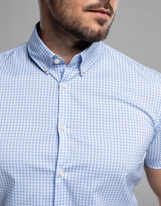 Рубашка Pierre Cardin из коллекции Future Flex с коротким рукавом в голубом цвете