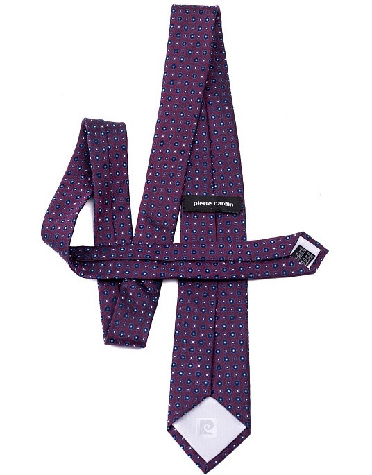 Pierre Cardin tie in a burgundy shade with a print