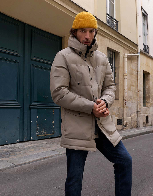 Pierre Cardin parka jacket with a hood in beige color