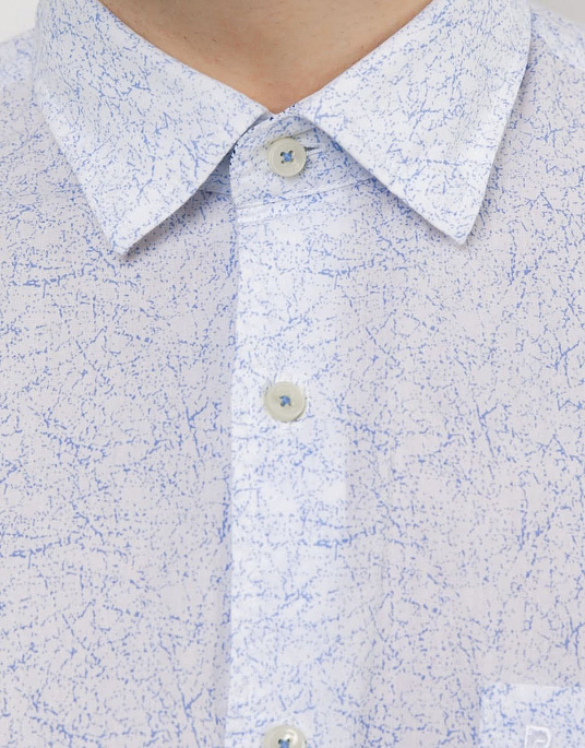 Сорочка Pierre Cardin з коротким рукавом біла з блакитним візерунком